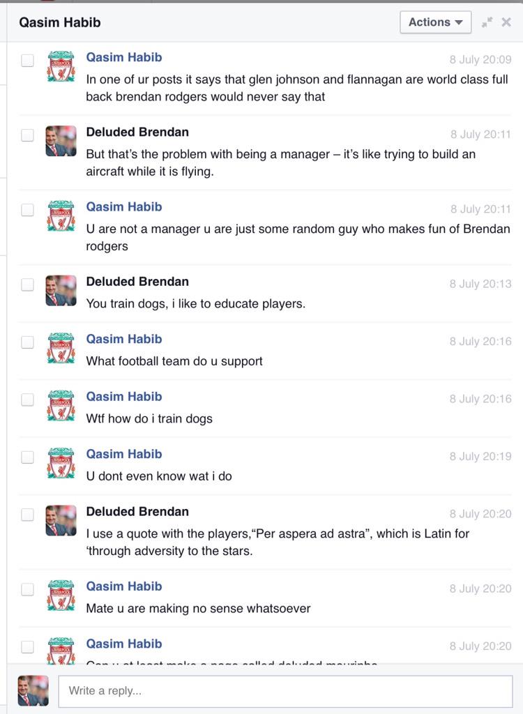 TheFootbaIlHub's tweet photo. It was clean Qasim didn't like my page. So I responded with my most famous quotes. http://t.co/jnAWXofDS6