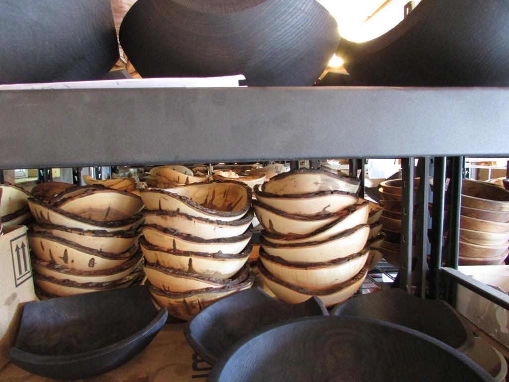 stacks and stacks of ebonized oak and maple bowls! the oaks are drying post-dying.
#handmade #art #studio #Canadian