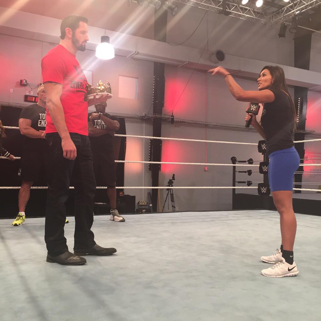 WWEToughEnough's tweet photo. .@ToughGabi, @ToughTanner, @ToughZZ and @ToughSara put in some work on the mic #ToughEnough http://t.co/NtK6hGWq3x