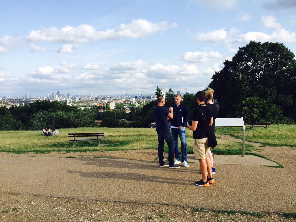 mertesacker's tweet photo. Interview with a view with @FrankBuschmann  #LoveLondon http://t.co/iCtNpFqwew