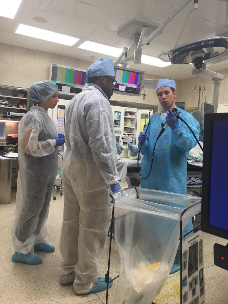 UMkidsIBD's tweet photo. #DrSinger teaching our #GI med students how a scope works in the #MottHospital OR. #IBD #KennyG http://t.co/FwYD5G8FUW