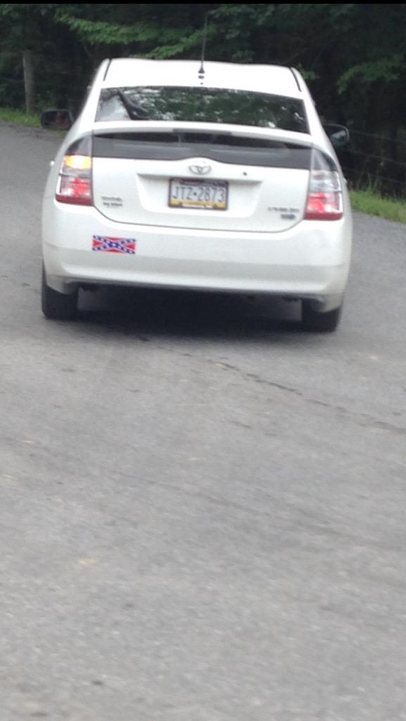 campy043's tweet photo. Just saw a confederate flag on a Prius http://t.co/1tXekRiX0B