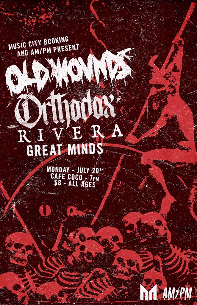 ampmbooking's tweet photo. Yo! @oldwoundsnj @orthodoxtn @rivera615 @3eyekrew @mcbshows http://t.co/3LBcW8D2zh