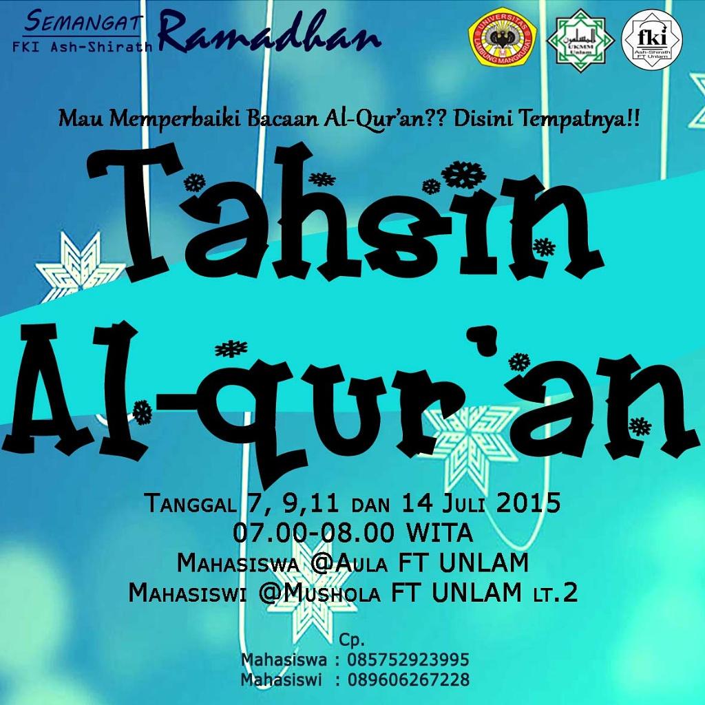 Bagi seluruh mahasiswa FT yg semangat memperbagus bacaan al-qur'an nya.ayo merapat pagi ini di acara Tahsin Al-qur'an