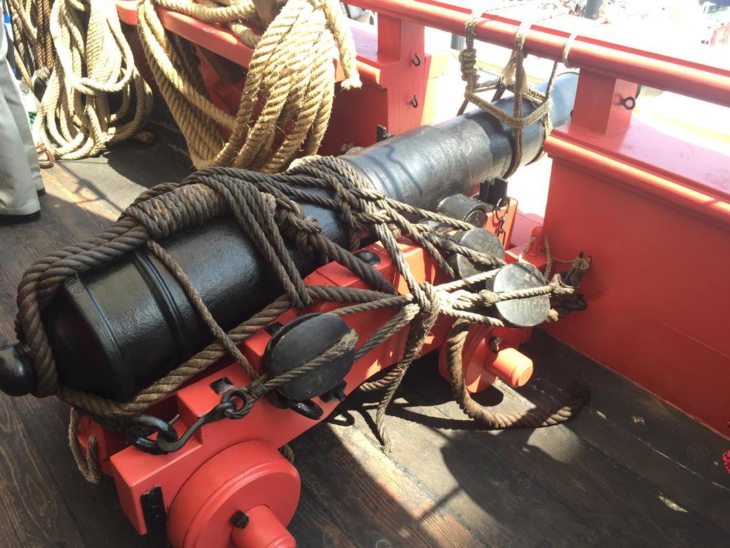 In Newport, one of 32 cannons on board Hermione, a copy of the French frigate that helped win the Revolutionary War.