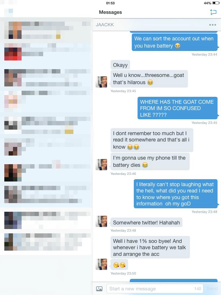 bbcthreesome's tweet photo. if you need a reason to follow us just imagine that this was literally our first conversation http://t.co/3UYZFWgwXk