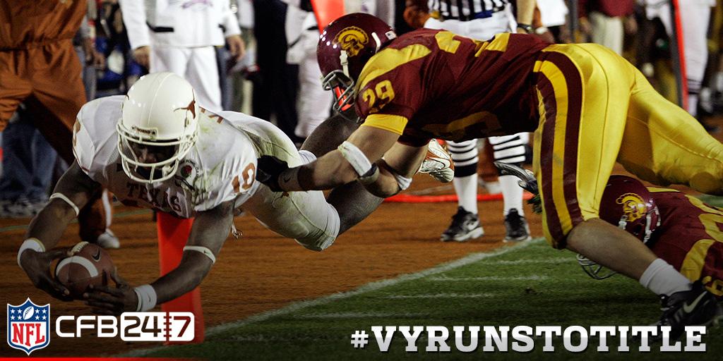 NFLDraft's tweet photo. #GreatestCFBPlays: VOTE #VYRunstoTitle or #ProthroCatch http://t.co/BbcYg9XqEt http://t.co/S1z5Rlfaxw