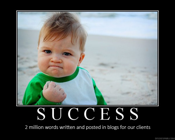 LocalSEOSites's tweet photo. Company Mile Stone: 2 MILLION WORDS Published on behalf of our clients!
#milestone #Google #blogtacular http://t.co/sXB91Da3wP