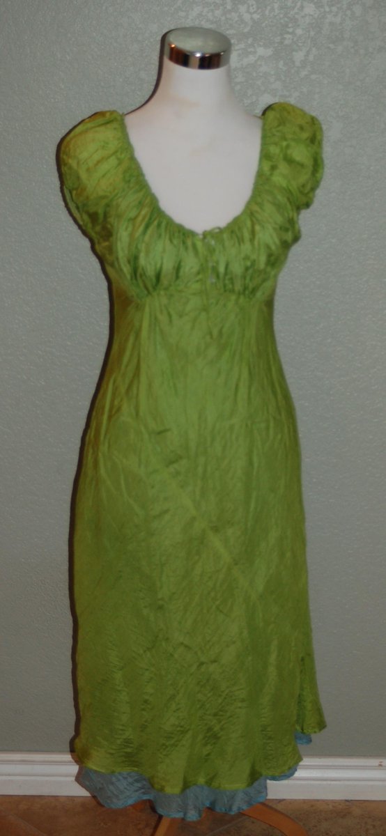 Check out Henreitta Park London Puff Dress L Green Blue Two Tone Short Sleeve #HenriettaPark ebay.com/itm/-/20138510…