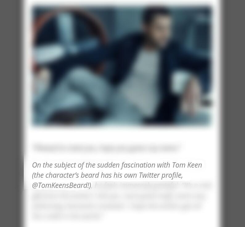 BeardOfTomKeen's tweet photo. Seems that @BELLOmag has acknowledged my existence (nearly got my handle too); Thank you!

{Thanks @Ryan_Eggold!} http://t.co/jrfgU0X6XA