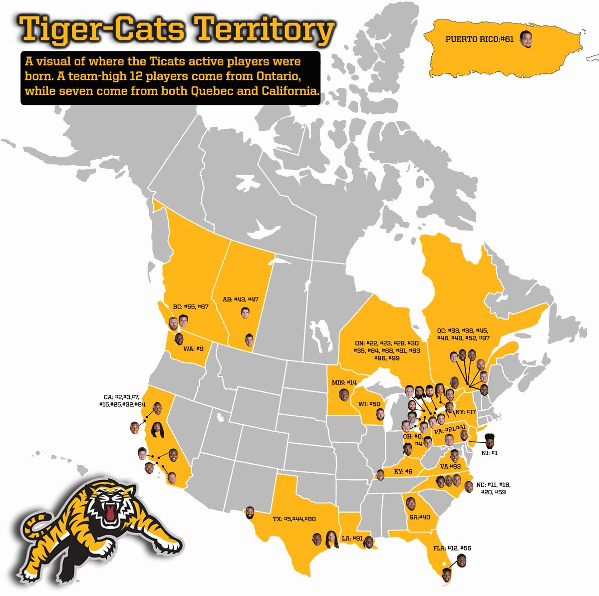 Ticats's tweet image. Many #Ticats players went home for the bye week, see where they each call home

READ &amp;gt; bit.ly/1NTGexI