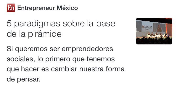 Socialab_com's tweet photo. "5 paradigmas sobre la Base de la Pirámide," conclusiones #ForoBASE2015 según @delcerrojuan https://t.co/aBsX3MLsDs http://t.co/xlLhGxDnDr