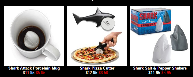TheGiftCrypt's tweet photo. All shark kitchenware added to the Clearance Sale for 50% off! Get it before it gets you! http://t.co/6cfhlSlFmh http://t.co/fH3dQ5EnLo