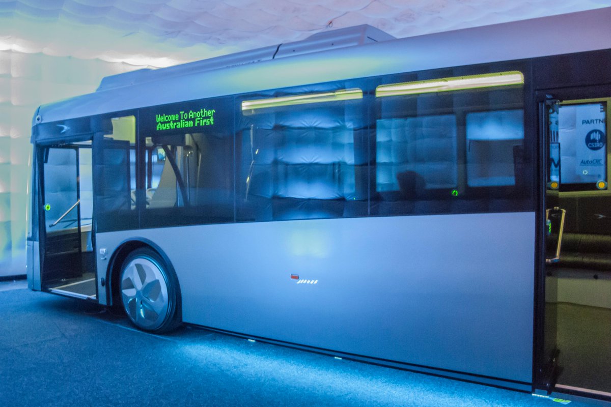 miller_a_p's tweet image. The first outing of our Australian designed and built electric bus prototype. #Bustech @Swinburne