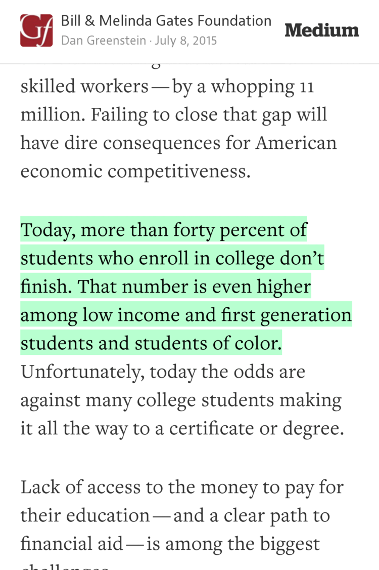 bleuguy's tweet photo. “Today, more than forty percent of students who enroll in college don’t…” — @dan_greenstein https://t.co/iTHnlaRvLh http://t.co/nrB9V90TNe