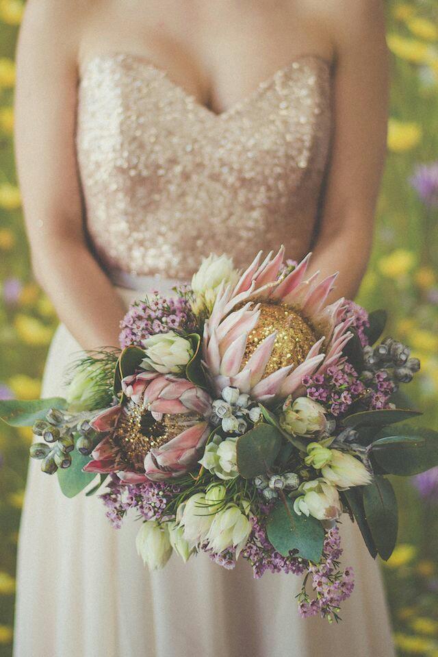 Gold Beauty and soft elegant proteas! Perfection!