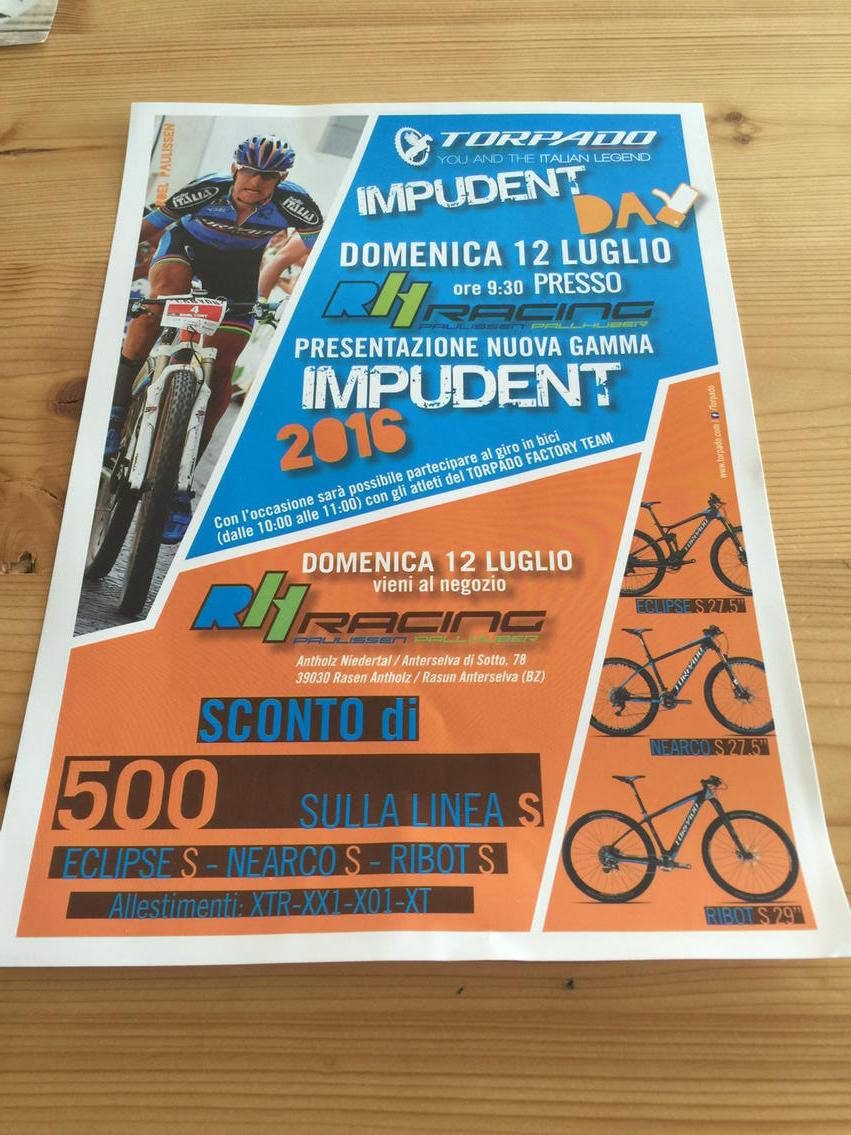 Sunday is #Impudent Day at our bike-shop! Your chance to test ride the new 2016 #Torpado bikes! Everybody welcome!