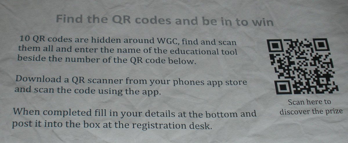 KaiakoWilson's tweet photo. What a cool #QRCode treasure hunt @Conference2015 but can I still enter? Couldn't find the box. #capitalletters2015 http://t.co/99sEcxgmhc