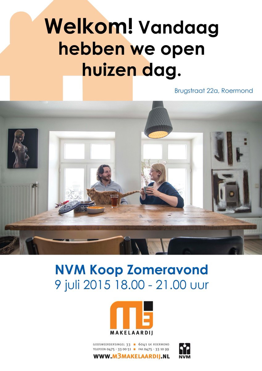 Ons huis in Roermond staat te koop! Vandaag open huizen dag. <a href="/nvmog/">NVM</a> Koop Zomer avond door <a href="/M3Makelaardij/">M3 Makelaardij</a>