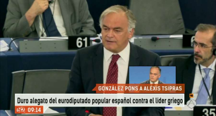 A3Noticias's tweet photo. Pons: "Es inaceptable que a la UE se la presente como la mala y a Grecia como la buena" http://t.co/jk6ohYy1b1 http://t.co/XP7ly8xGDF