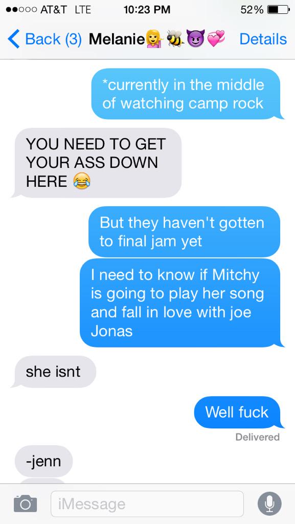 caitlynlancey's tweet photo. When your friends want to hangout but Camp Rock is on... @justcallmeboo22 http://t.co/0N1uWJ7e1n
