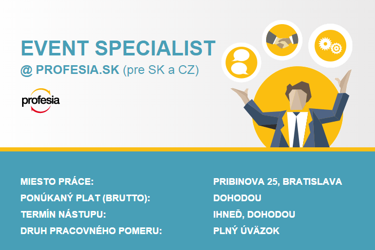 profesia_sk's tweet photo. Voľný #job na pozícii #EventSpecialist v @profesia_sk s veľmi zaujímavou náplňou! https://t.co/XvYTb5sSvG Vďaka za RT http://t.co/jpAmn3zCZl