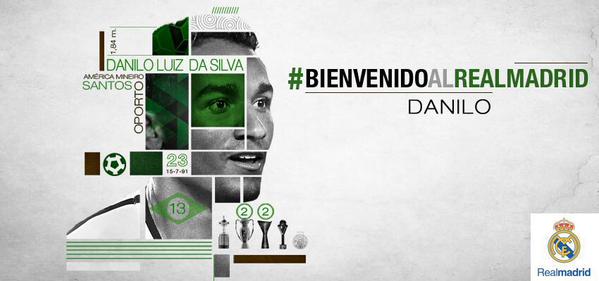 BeritaRMadridCF's tweet photo. Hari ini pukul 06.00 WIB: Danilo akan presentasikan sebagai pemain baru Real Madrid di Bernabeu! #WelcomeDanilo http://t.co/2k39EZ1Ijr