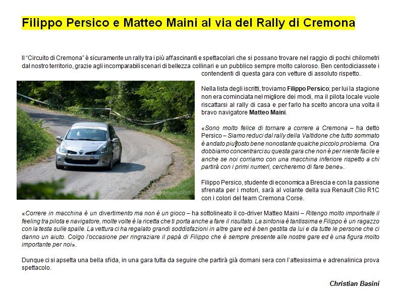 persico_filippo's tweet photo. #RallyCremona - Vi aspettiamo! PERSICO - MAINI #47 @Teoburnout http://t.co/KhJdZK0k4G