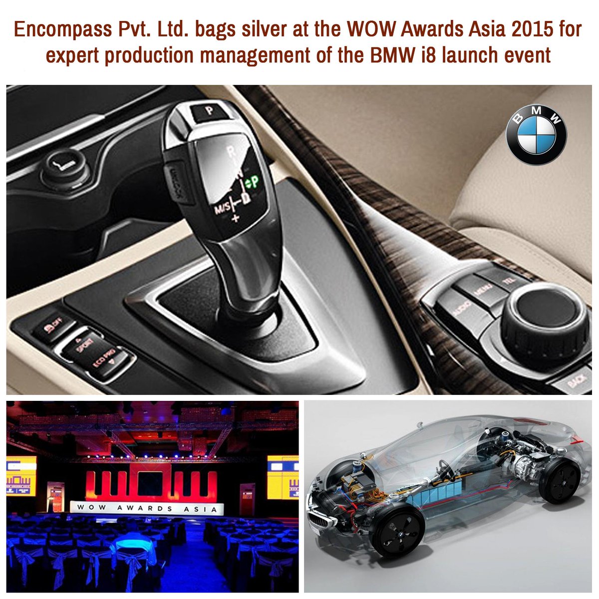 BMWOSLPrestige's tweet image. #Encompass won the award for its skilful production management of the #BMWi8 launch #Event. #BMWOSLPrestige #Kolkata