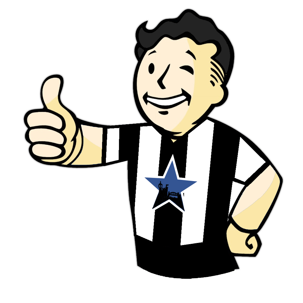 MartinCLight's tweet photo. Clearly Vault boy's a Geordie, We all na them Blue Star Caps were from Newcy Brown!. ;) #Fallout4 #Falloutt #HWTL http://t.co/y7JWQmmz6o