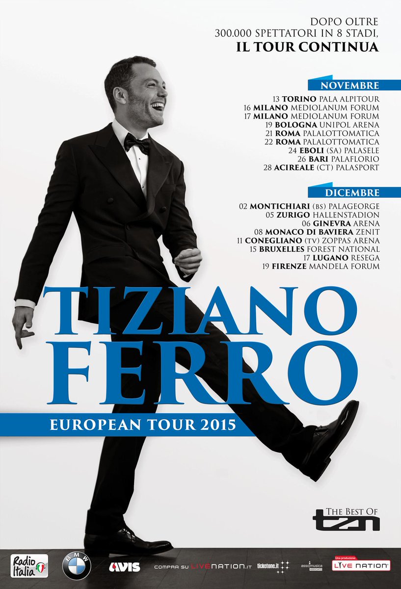TizianoFerro's tweet photo. A novembre riparte il viaggio live nei palasport #EUROPEANTOUR2015  http://t.co/83RRAiO4Ep https://t.co/3Ea2hCIV3m http://t.co/x69zmbYAGg