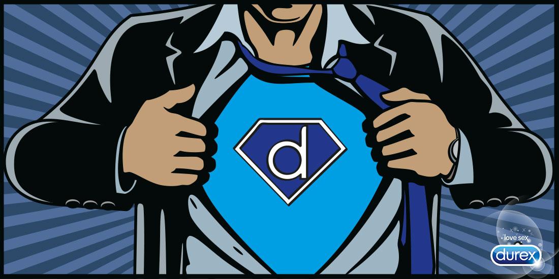 DurexGR's tweet photo. Ναι! Μπορούμε να σε κάνουμε σούπερ ήρωα στο κρεβάτι. #ComicCon #SuperD http://t.co/4WnIxry4Ei