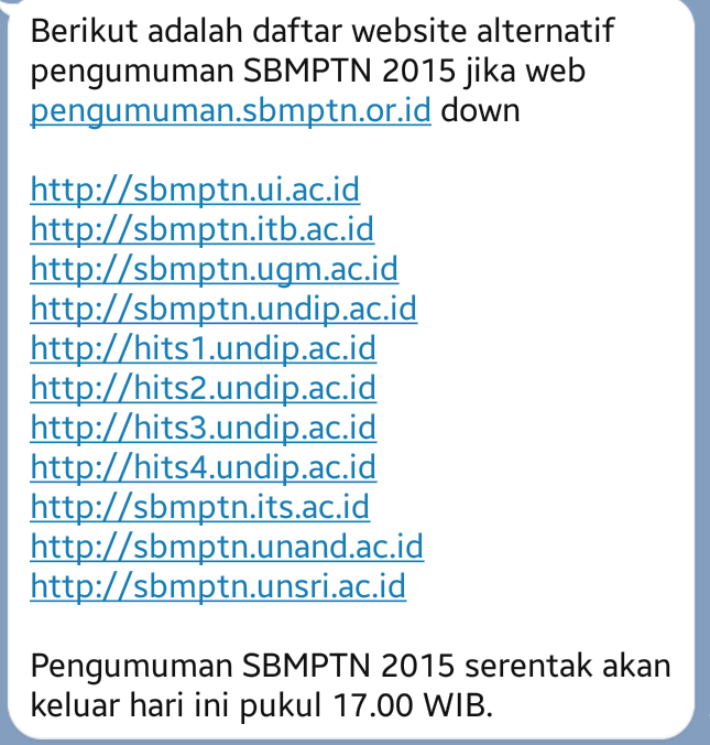 JurusanIPS's tweet photo. Kalau web resmi SBMPTN down, coba buka alamat berikut http://t.co/kUN89LrMCX