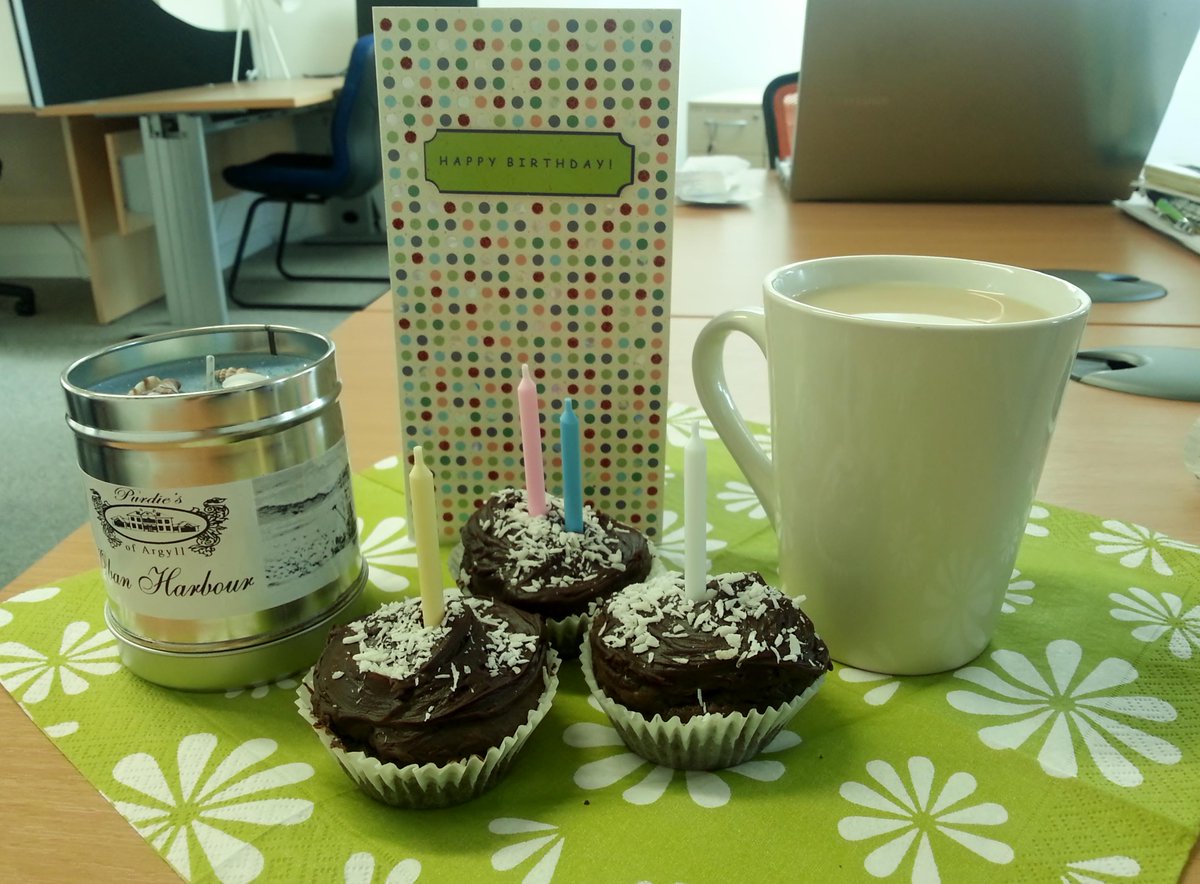 Kineagathe's tweet photo. #CupcakesForBreakfast gifts and b-day cards and emails. Thanks for making my birthday morning great @ingredientcomm http://t.co/66VzcKyYLE