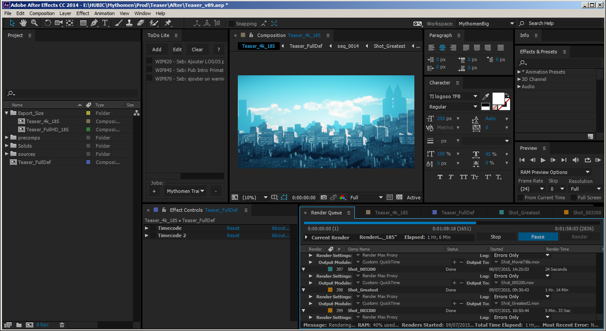 Mythomen's tweet image. If you look closely, you'll notice I've turned off the Timecode effect. This can only mean one thing: Final Render