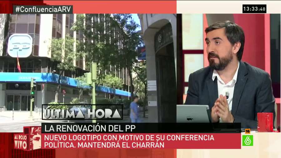 DebatAlRojoVivo's tweet photo. DIRECTO | @iescolar: "El problema del PP no es la gaviota, sino su candidato"▶ http://t.co/wKkI3H8bgZ #ConfluenciaARV http://t.co/OJNfqNz296
