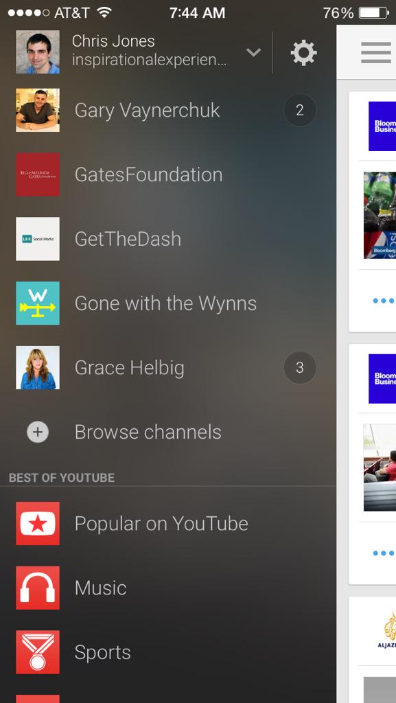cljwebdev's tweet image. I love @YouTube but I wish there app would allow you to view all your subscriptions. Stops at G. #layout #fixplease