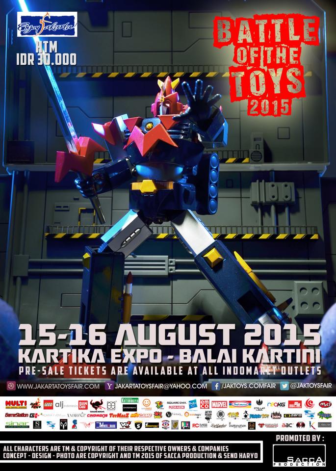 JakToysFair's tweet photo. Battle of The Toys 2015 hadir kembali 15-16 Agustus 2015 di Kartika Expo, Balai Kartini! Bersiaplah!! http://t.co/2fP1Qi81Ty