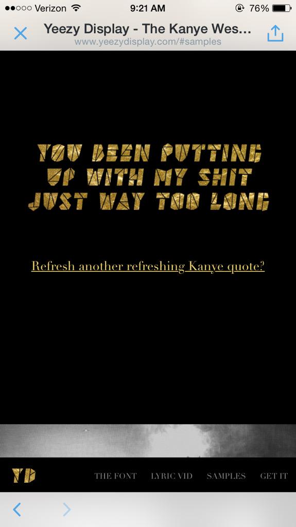 SavedYouAClick's tweet photo. RT @ComplexMag: Here's what a $50,000 font designed exclusively for @kanyewest looks like: http://t.co/n0r304Hdft