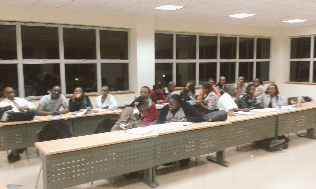 ScottProfessor's tweet image. Leadership ethics simulation as teams of executives compete against each other in the #EMOD program @USIUAfrica