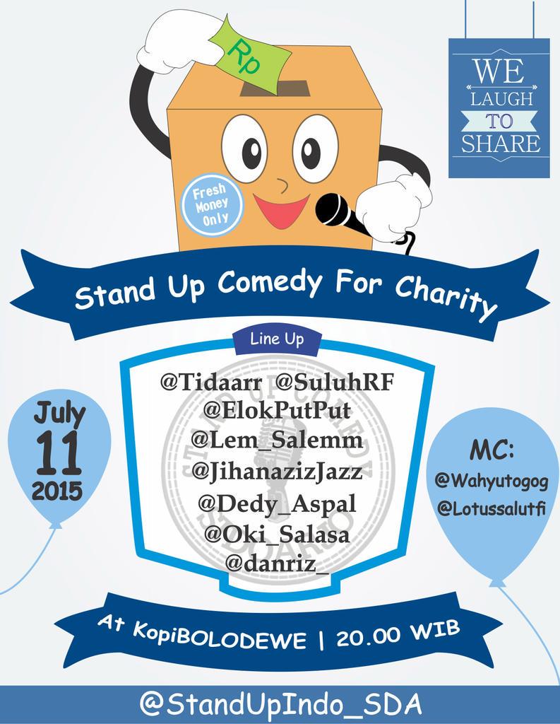 StandUpIndo_SDA's tweet photo. Sabtu besok liat ini ya. Kalian bisa beramal dan ketawa bersama http://t.co/kjbL6zrX6m
