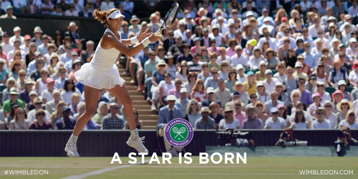 Wimbledon's tweet photo. 21-year-old @GarbiMuguruza is into her 1st Grand Slam final, stunning Agnieszka Radwanska 6-2, 3-6, 6-3 #Wimbledon http://t.co/AzGQjRE2Ck