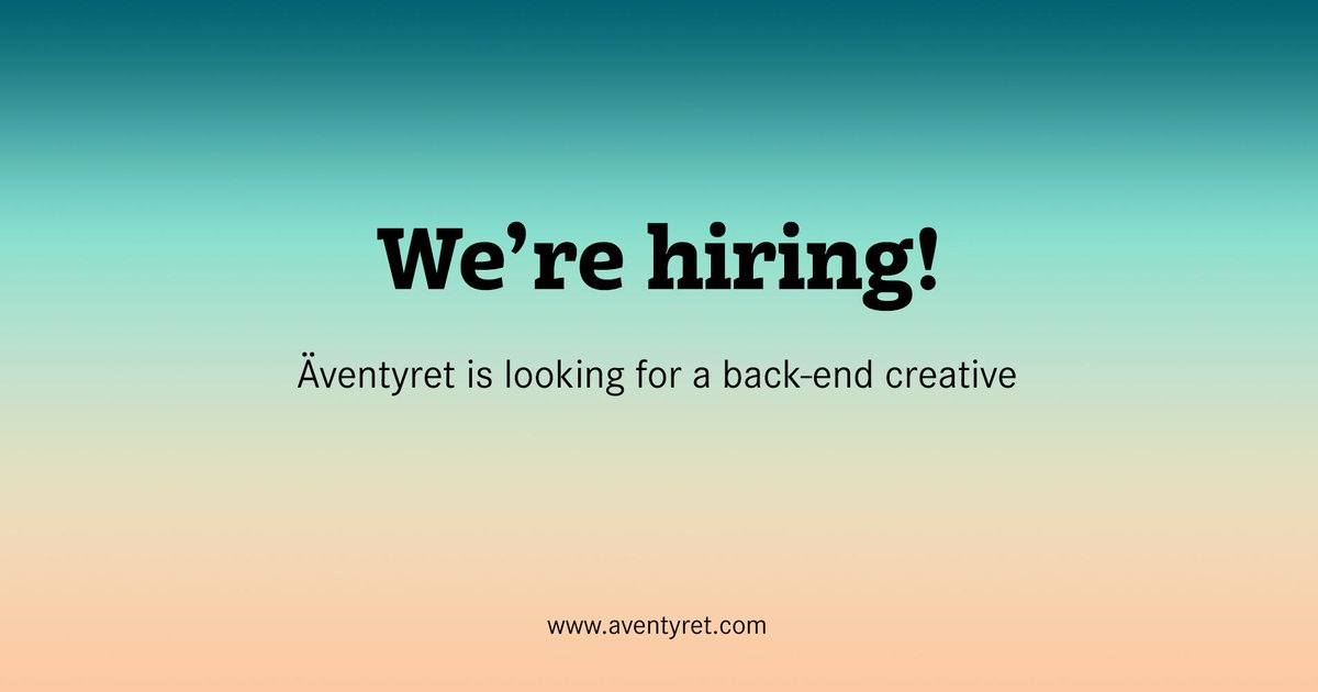 We're hiring! Looking for a back-end creative bit.ly/1G9uGA1 #werehiring #newjobs #nyttjobb #recruiting