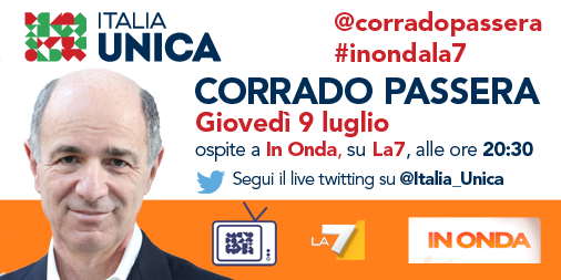 corradopassera's tweet photo. Stasera alle 20.30 sarò a @InOndaLa7 con @gparagone e @francescabarra.Segui e commenta #livetwitting su @Italia_Unica http://t.co/Aqrs8r96jd