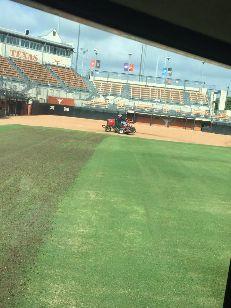 Pulling cores and chasing the mower for <a href="/TexasSoftball/">Texas Softball</a> this morning.