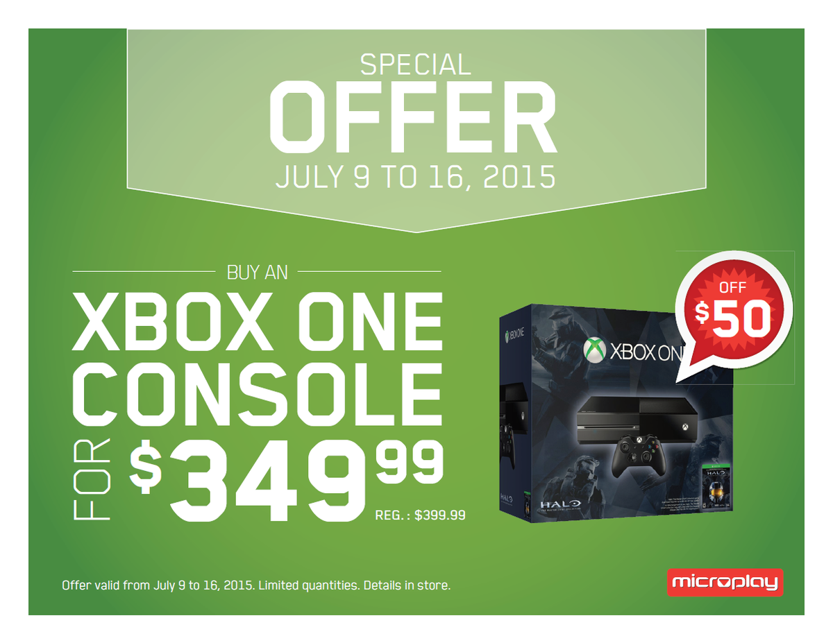 MicroplayOn's tweet photo. $50 OFF @Microsoft Xbox One Consoles without Kinect starting today until July 16th! http://t.co/0zslz9TXMZ