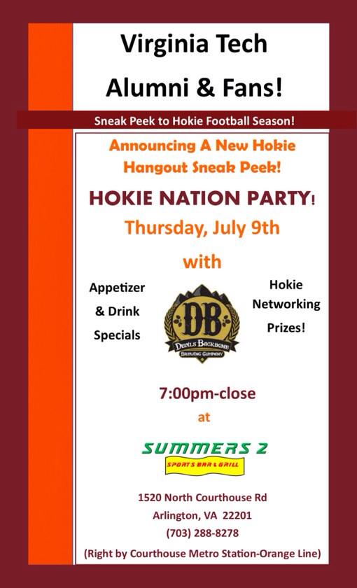 Summers2SB's tweet photo. PLZ RT #Hokie Nation Sneak Peak Party TONIGHT 7:00pm!! @hokie_nation @HokieRetweets @hokiesbuzztap @hokiejoe3 http://t.co/Uwdzsd4iQe