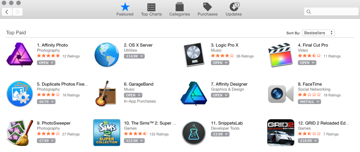 mystrawmonkey's tweet photo. WOW, @MacAffinity #affinityphoto #affinitydesinger already at the NO1 top paid app spot, and both apps in the top 10. http://t.co/IRXO5XSVCE