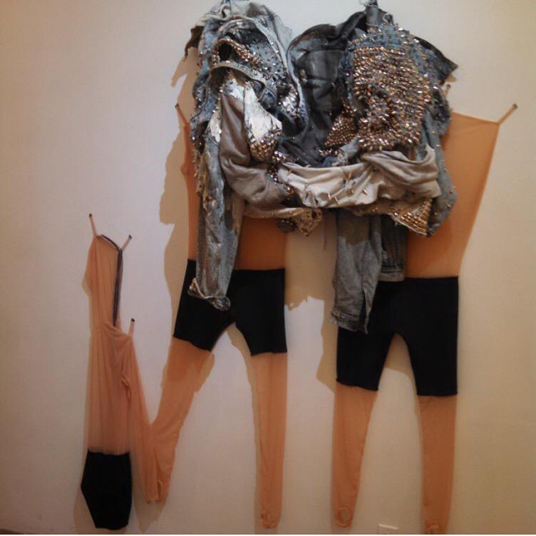 vincent_tiley's tweet photo. #tbt to a piece from #lookatthemoon @Citybirdgallery titled #alter #overflow. #studs #denim #art http://t.co/xugbdyCAZ5