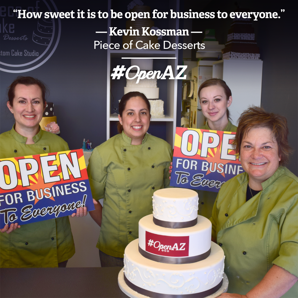 OneCommunityAZ's tweet photo. Thank you @PieceOfCakeAZ, we couldn’t agree more! #OpenAZ http://t.co/duUU8QbKSV